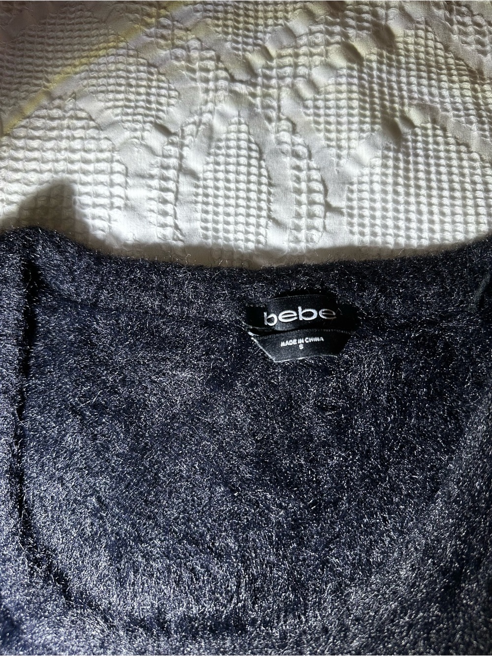 Bebe Rhinestone Logo Fuzzy Sweater - Picture 5 of 5